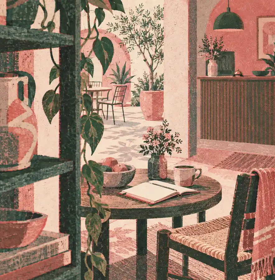 Illustration of hospitality businesses equipment and workspace