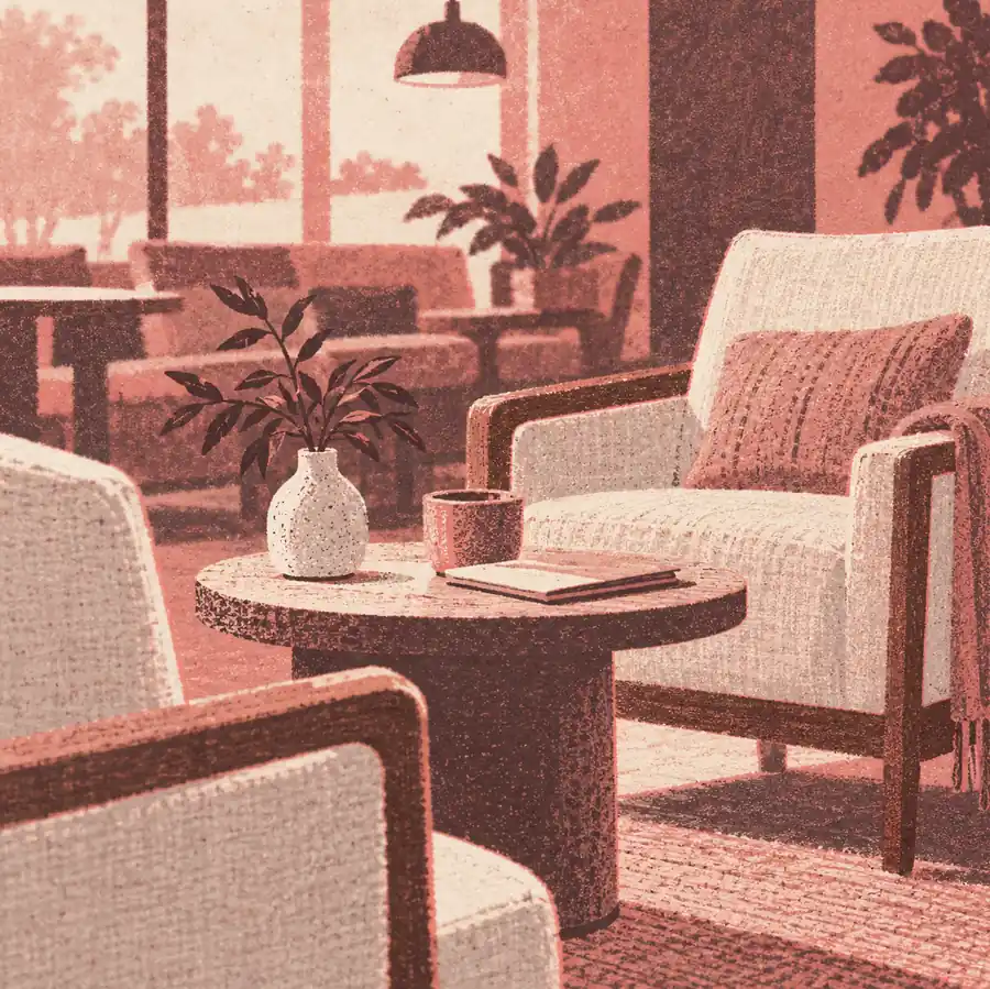 Illustration of hospitality businesses equipment and workspace